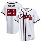 Braves 28 Matt Olson White Nike Cool Base Jersey Dzhi,baseball caps,new era cap wholesale,wholesale hats
